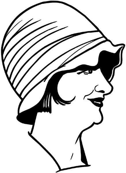 Ladies cloche hat vinyl sticker. Customize on line. Faces 035-0225